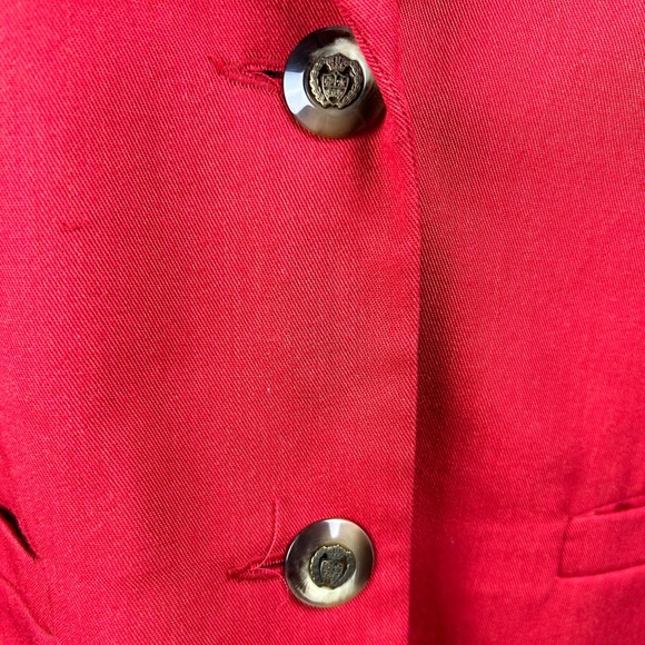 Vintage red elongated 10% wool blazer with 2 pockets & shoulder pads size: 5/6 - Picture 6 of 12